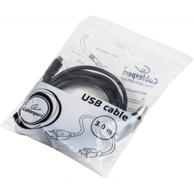 Зарядний кабель Cablexpert Premium Mini USB 5pin 3m Black (CCP-USB2-AM5P-10) - Фото 3 Зарядний кабель Cablexpert Premium Mini USB 5pin 3m Black (CCP-USB2-AM5P-10) - изображение 3