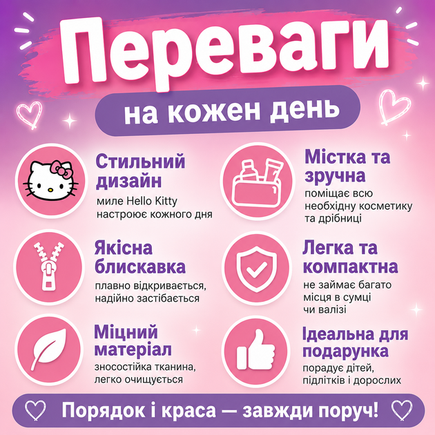 Дитяча косметичка-органайзер Hello Kitty для дівчат блакитна - изображение 2