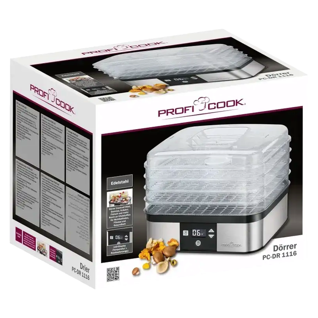 Сушка для овощей и фруктов 4 яруса мощность 350 Вт для кухни Profi Cook MC-0731 - изображение 5