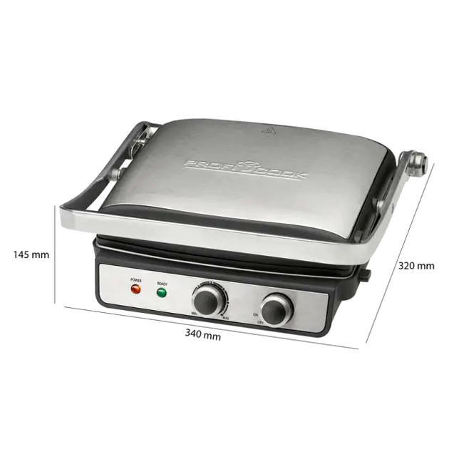 Контактный гриль 2000 Вт с антипригарным покрытием для кухни Profi Cook MC-3227 - изображение 3