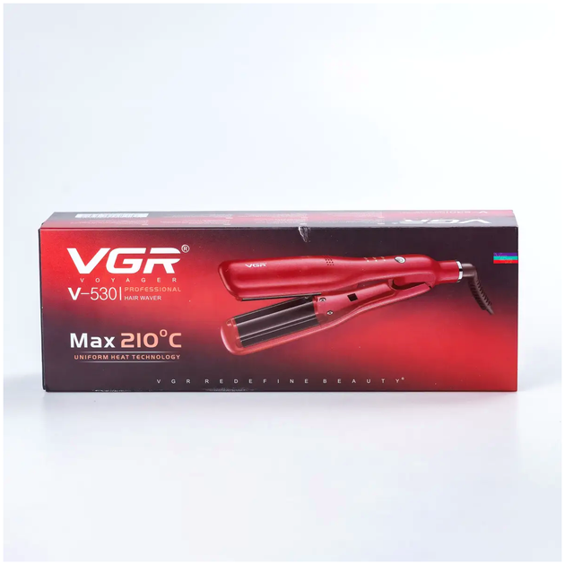 Щипці Гофре 50 Вт 3 режими для волосся керамічне покриття червоний VGR MC-2204 - зображення 5