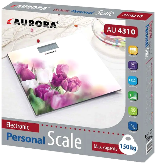 Весы напольные электронные максимальный вес 150 кг стекло для дома Aurora MC-0496 - изображение 2