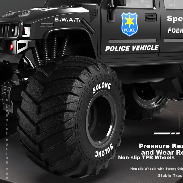Машинка JINGDA TOYS Hummer Police Car радиоуправляемая 1:10, черная - Фото 3 Машинка JINGDA TOYS Hummer Police Car радиоуправляемая 1:10, черная - изображение 3