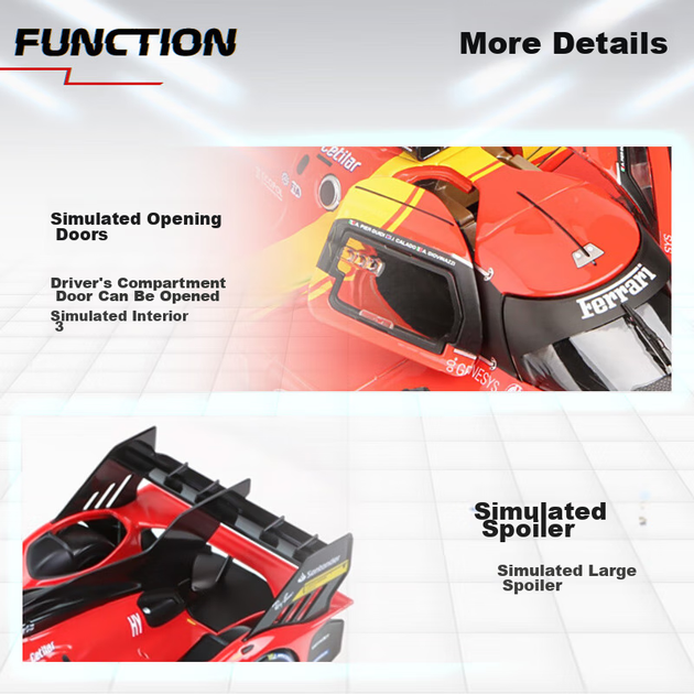 Масштабна модель автомобіля Ferrari 499P чемпіона Ле-Мана Bimeigao 1:24, легкосплавна іграшка для хлопчиків, новорічний подарунок - зображення 8