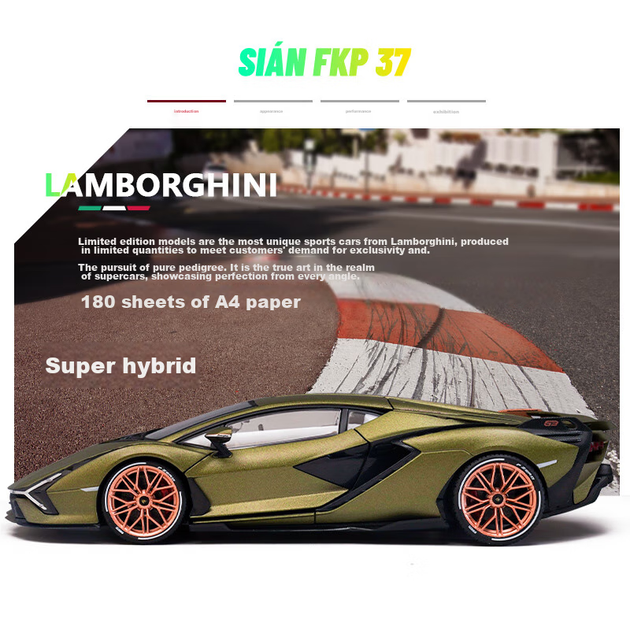 Bimeigao 1:18 Lamborghini FKP 37 Модель спортивного автомобіля Іграшка Реалістична модель легкосплавного автомобіля Подарункова модель для хлопчиків - зображення 5
