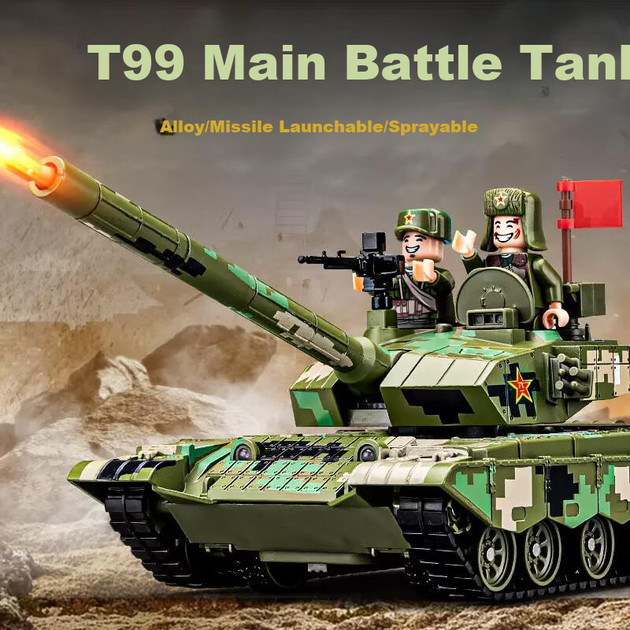 Танк игрушечный Chiyuchewan 99A, стреляющий, сплав, для мальчиков - изображение 3