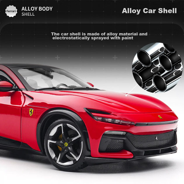 Bimeigao 1:24 Ferrari Purosangue Модель автомобіля Реалістична модель легкосплавного автомобіля Подарункова модель іграшкового автомобіля для хлопчиків - зображення 9