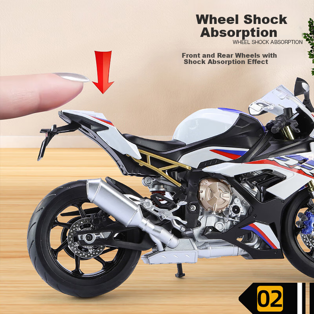 Модель мотоцикла Chiyumoxing S1000RR Battle Axe 1:9 из сплава игрушечная для мальчиков - Фото 7 Модель мотоцикла Chiyumoxing S1000RR Battle Axe 1:9 из сплава игрушечная для мальчиков - изображение 7
