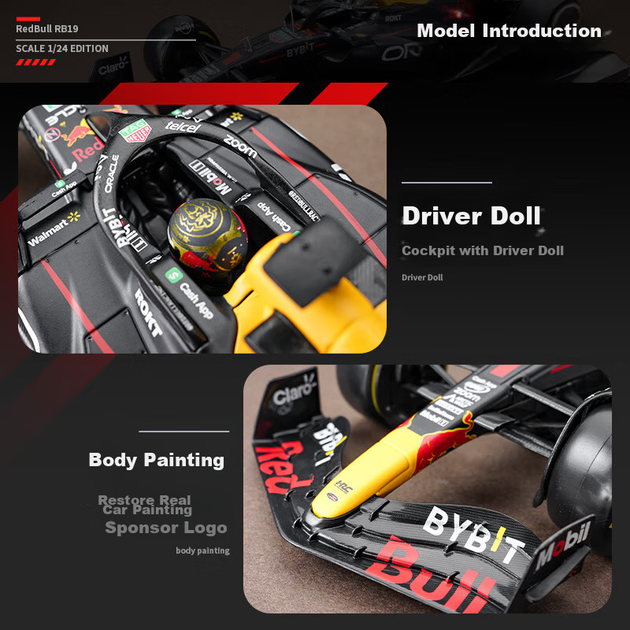 Літа модель гоночного автомобіля Формули-1 Red Bull RB19 Макса Ферстаппена №1 Bimeigao 1:24 для хлопчиків - зображення 7