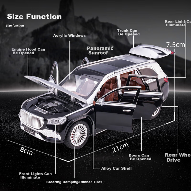 Chiyuchewan, Maybach GLS 600 Luxury Sedan, лита модель автомобіля з легкого сплаву, іграшкова машинка, подарунок для хлопчиків - зображення 3