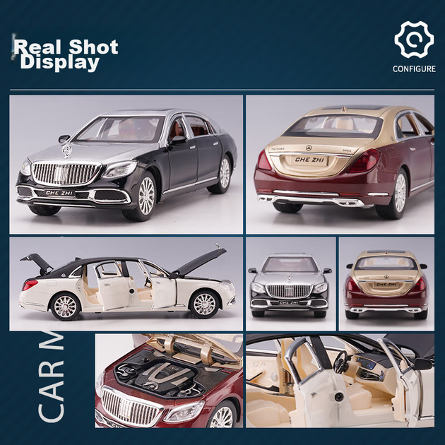 Chiyuchewan 1:24 масштаб Maybach S600 розкішний седан лита модель автомобіля іграшка подарунок для хлопчиків - зображення 9