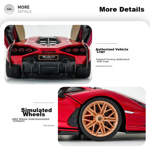 Модель автомобіля Bimeigao 1:24, Lamborghini Aventador FKP 37, реалістична іграшкова модель автомобіля зі сплаву, подарунок для хлопчиків - зображення 8