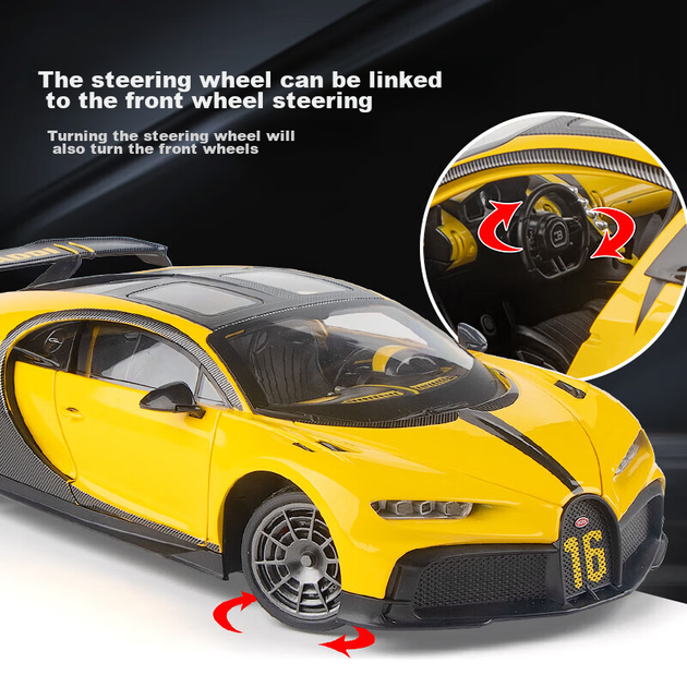 Дитяча модель автомобіля Heimanba Bugatti Chiron, масштаб 1:18, синя, колекційна, зі сплаву - зображення 4