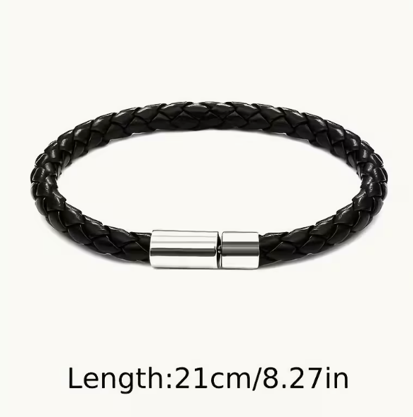 Комплект 2 стильних плетених браслетів Retro Braided, чорний з коричневим, для чоловіків з екошкіри - изображение 5