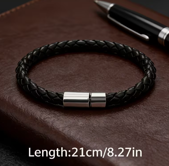 Браслет Retro Braided для чоловіків з екошкіри Чорний 1 шт. - Фото 4 Браслет Retro Braided для чоловіків з екошкіри Чорний 1 шт. - зображення 4