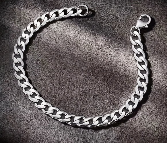Стильний браслет для чоловіків Cuban Chain STRONG з нержавіючої медичної сталі сріблястий (довжина 19 см) - зображення 6