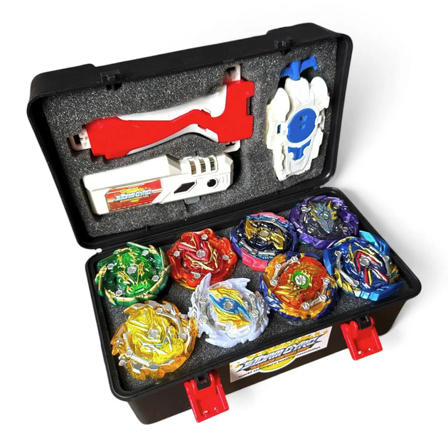 Подарочный набор Beyblade Burst QuadDrive — 8 бейблейдов, арена, кейс - изображение 2