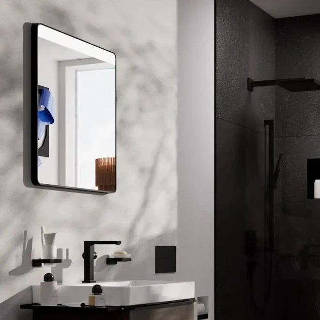 Дзеркало для ванної кімнати Hansgrohe Xarita Lite Q 700x800 прямокутне, з фронтальною LED-підствідкою (54976700) - зображення 7