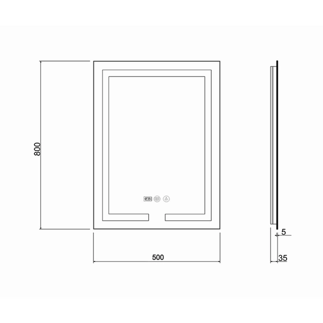 Дзеркало для ванної кімнати Qtap Mideya 500x800 DC-F936 з LED-підсвічуванням та антизапотіванням (QT2078F936W) - зображення 9