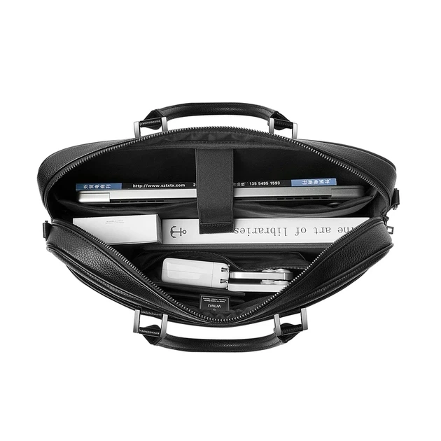 Премиум сумка для ноутбука WIWU Master Fingerprint Lock Brief Case, до 16", замок с отпечатком пальца, PU кожа, Черная - изображение 2