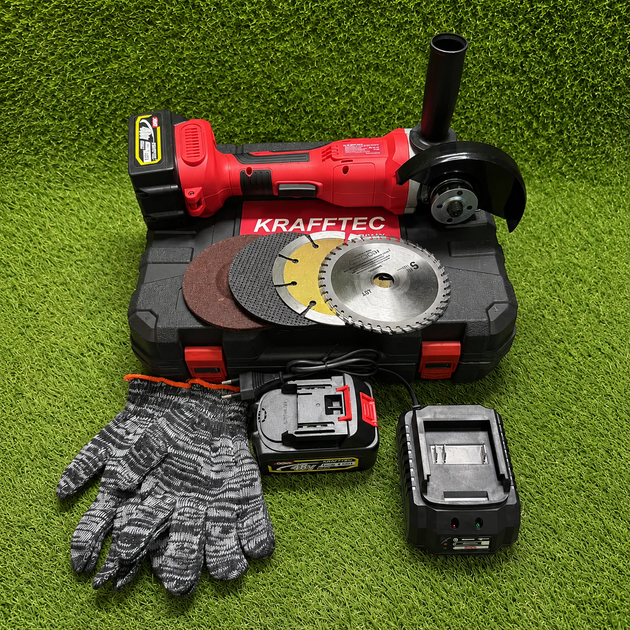Аккумуляторная болгарка Krafftec Germani GWX 48V-125C угловая шлифмашина 125 мм профессиональная для дома работы ремонта резки и шлифования металла бетона древесины - Фото 2 Аккумуляторная болгарка Krafftec Germani GWX 48V-125C угловая шлифмашина 125 мм профессиональная для дома работы ремонта резки и шлифования металла бетона древесины - изображение 2