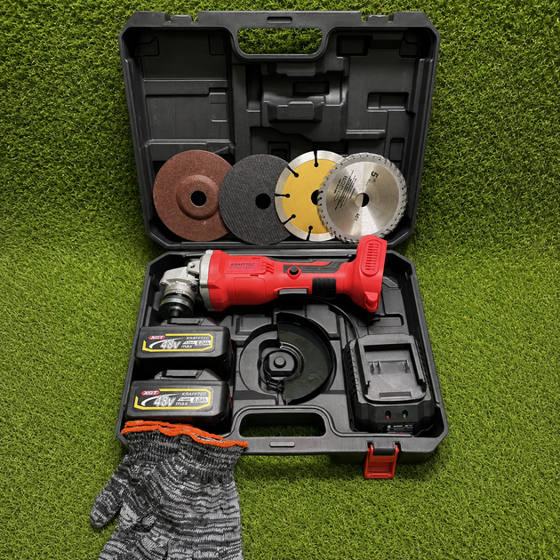 Аккумуляторная болгарка Krafftec Germani GWX 48V-125C угловая шлифмашина 125 мм профессиональная для дома работы ремонта резки и шлифования металла бетона древесины - Фото 3 Аккумуляторная болгарка Krafftec Germani GWX 48V-125C угловая шлифмашина 125 мм профессиональная для дома работы ремонта резки и шлифования металла бетона древесины - изображение 3