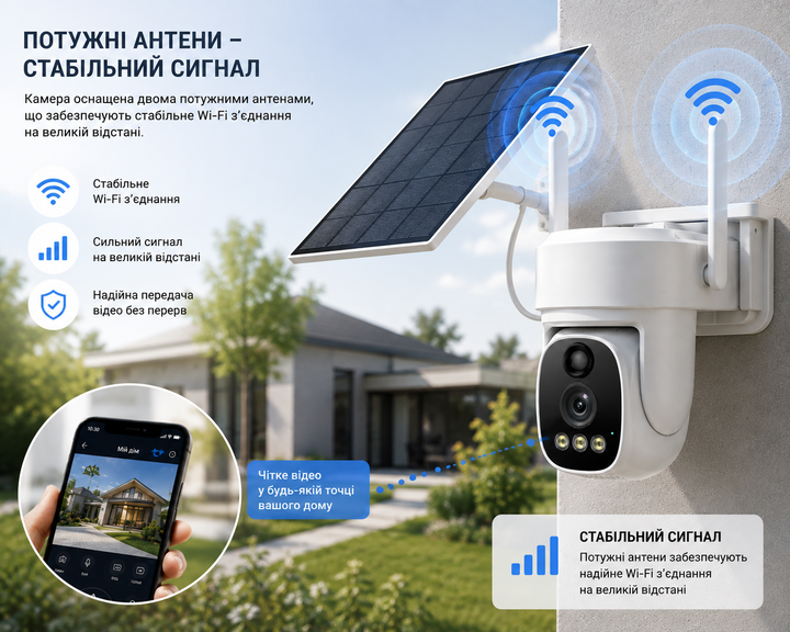 Уличная солнечная Wi-Fi камера видеонаблюдения PTZ 4 МП с солнечной панелью 8000 mAh - изображение 5