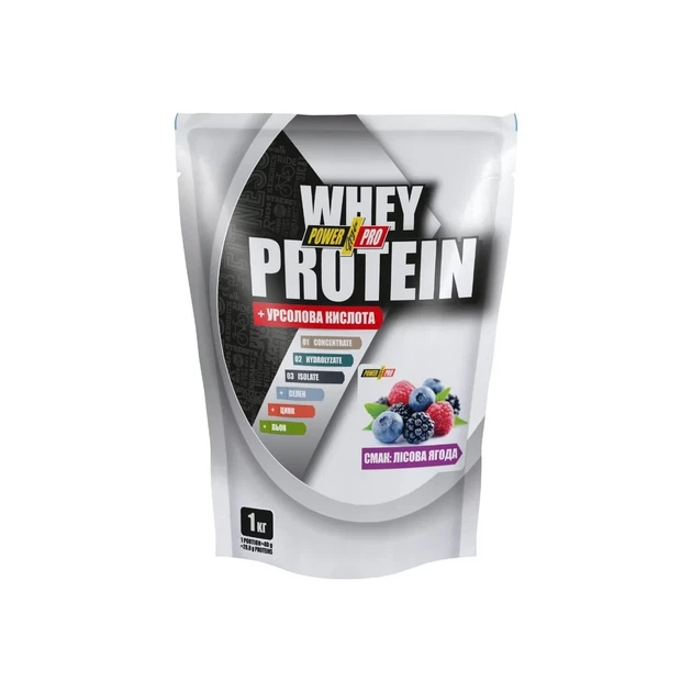 Сироватковий протеїн з урсоловою кислотою Whey Protein Power Pro, лісова ягода, 1 кг - зображення 3