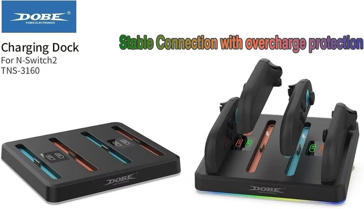 Зарядная станция DOBE для Nintendo Switch 2 Joy-Con 4 в 1 с RGB-подсветкой Уценка - Фото 5 Зарядная станция DOBE для Nintendo Switch 2 Joy-Con 4 в 1 с RGB-подсветкой Уценка - изображение 5