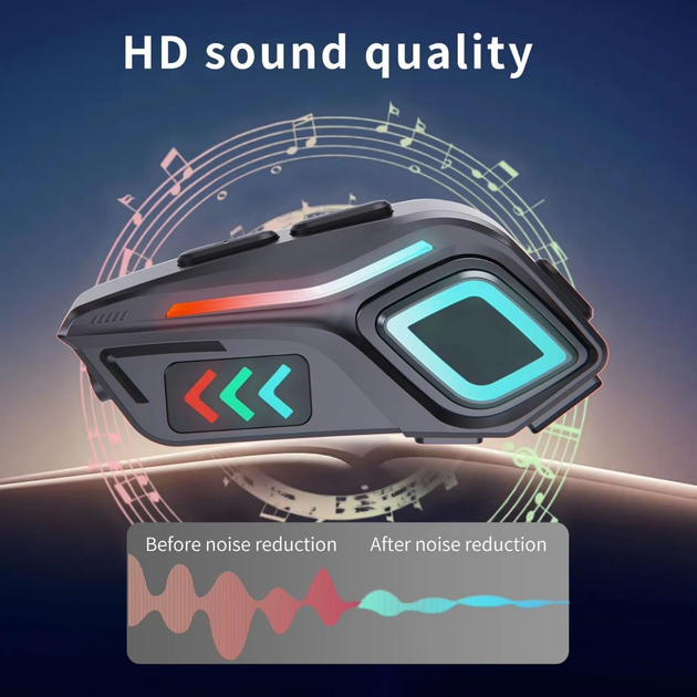 Мотогарнитура для шлема K07 Bluetooth 5.4 с фонариком HD HiFi звуком и IPX8 - Фото 4 Мотогарнитура для шлема K07 Bluetooth 5.4 с фонариком HD HiFi звуком и IPX8 - изображение 4