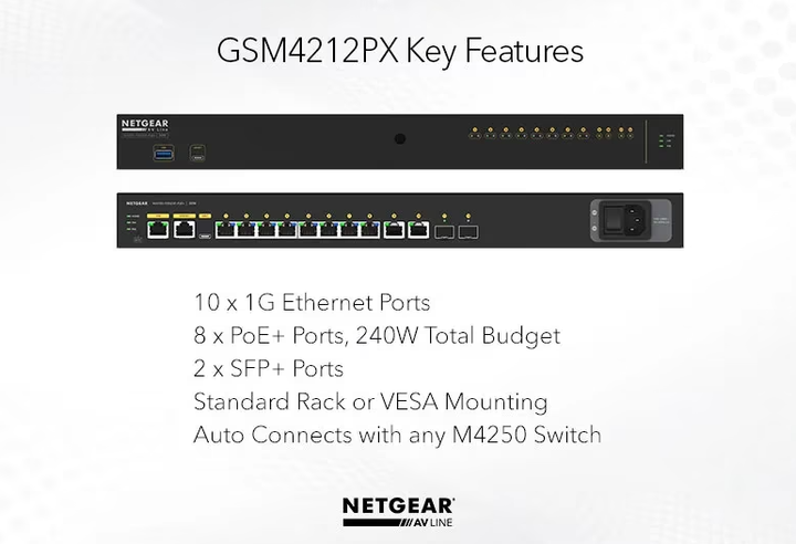 Комутатор Netgear M4250-10G2XF POE+ MANAGED SWITCH(GSM4212PX-100EUS) - изображение 3