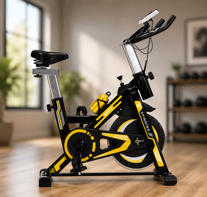 Велотренажер Everfit Spin Bike 118 с маховиком Желтый - изображение 4