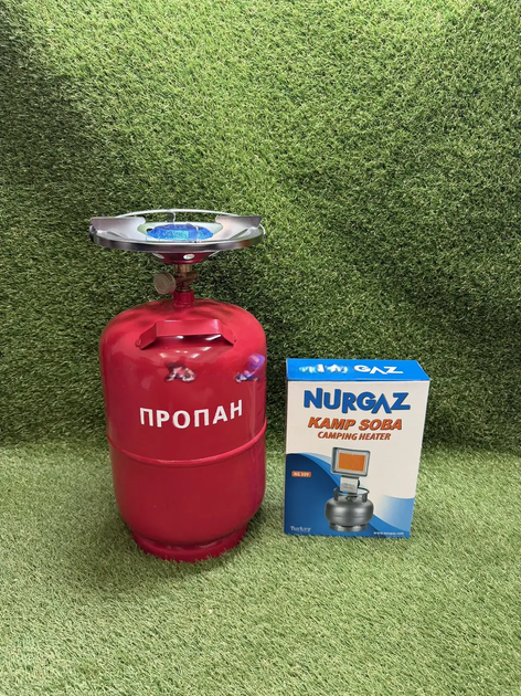 Газовый комплект Пикник 12 л с керамическим обогревателем Nurgaz NG-309 1500 Вт, редуктором и конфоркой - изображение 2