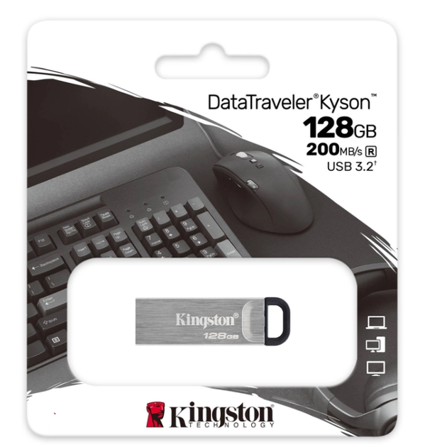 Флеш-накопичувач Kingston USB 3.2 DT Kyson 128GB Silver/Black - Фото 3 Флеш-накопичувач Kingston USB 3.2 DT Kyson 128GB Silver/Black - изображение 3