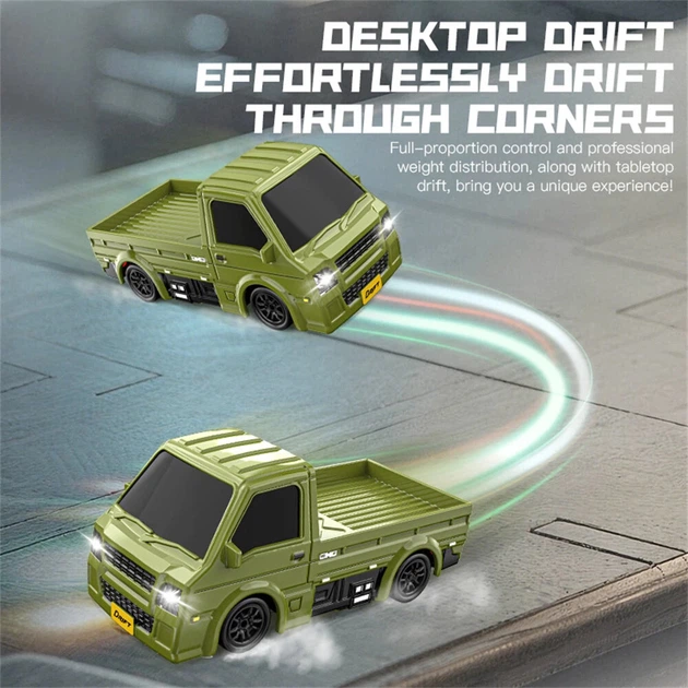 Міні-вантажівка на радіокеруванні K60 1:64 4WD Drift з LED-підсвічуванням для ефектних дрифт-заїздів (Сірий) - Фото 6 Міні-вантажівка на радіокеруванні K60 1:64 4WD Drift з LED-підсвічуванням для ефектних дрифт-заїздів (Сірий) - изображение 6