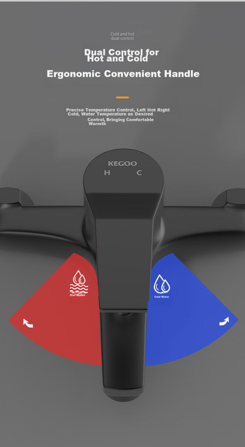Душовий комплект KEGOO Complete Copper з душовою лійкою, комплект змішувача для ванної кімнати, без верхнього розпилювача K4033 - изображение 11