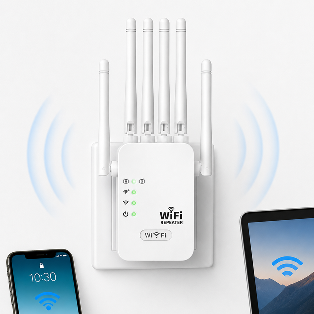 Ретранслятор Wi-Fi усилитель сигнала Wi-Fi репитер для роутера с 6 антеннами до 300 Мбит/с для дома квартиры и офиса - изображение 2