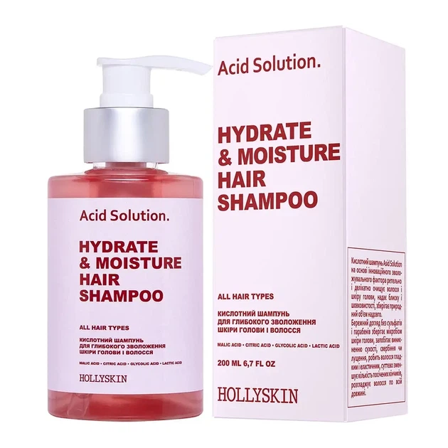 Кислотний шампунь для глибокого зволоження шкіри голови і волосся Hollyskin Acid Solution 200 мл - Фото 1 Кислотний шампунь для глибокого зволоження шкіри голови і волосся Hollyskin Acid Solution 200 мл - зображення 1