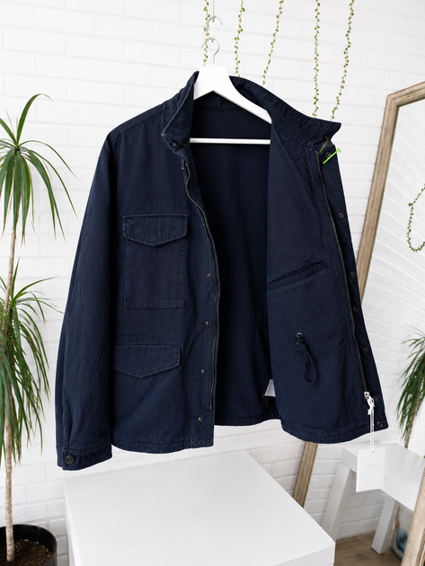 Чоловіча куртка ZARA з бавовняної тканини під джинсу з ефектом потертості navy blue M, арт.1437/504/401 - зображення 7