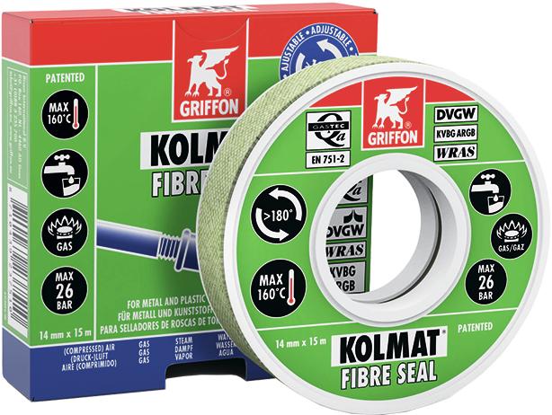 Фум-стрічка ущільнювальна 12мм х15м Kolmat Fibre Seal Griffon - зображення 3