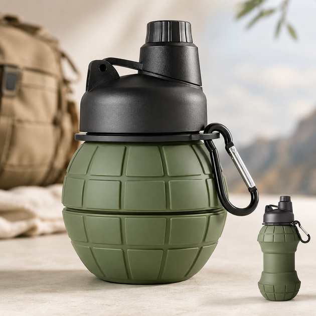 Складная силиконовая бутылка для воды Граната ND-2 объемом 500 мл компактная фляга из пищевого силикона для спорта и путешествий - изображение 3