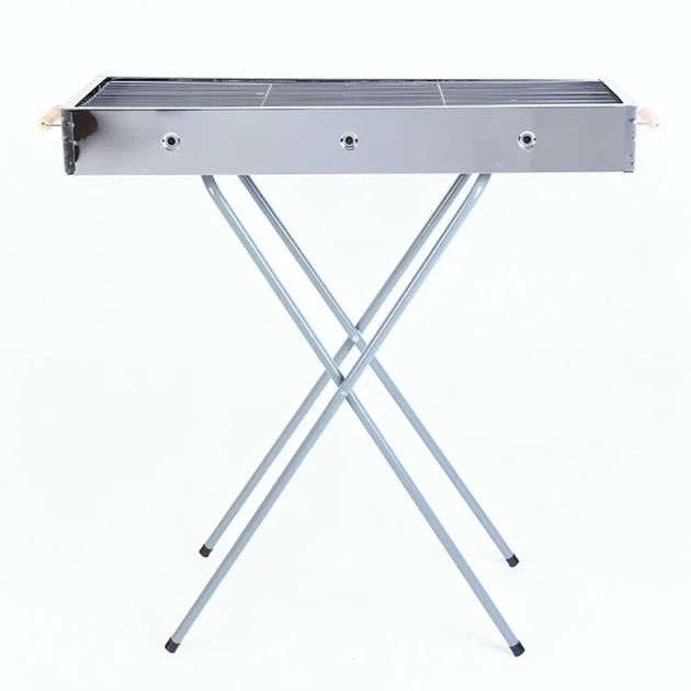 Мангал складной BARBECUE TRAY 770T 70х30х70 см из нержавеющей стали переносной для кемпинга и пикника Серебристый - изображение 5