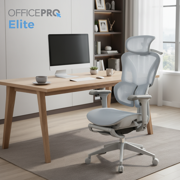 Крісло офісне OfficePro Elite OC950GLB Gray/Light Blue - зображення 9