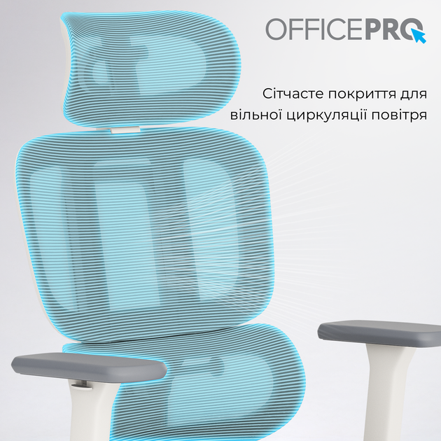 Крісло офісне OfficePro Skyline OC750-W-LG-LG - изображение 10