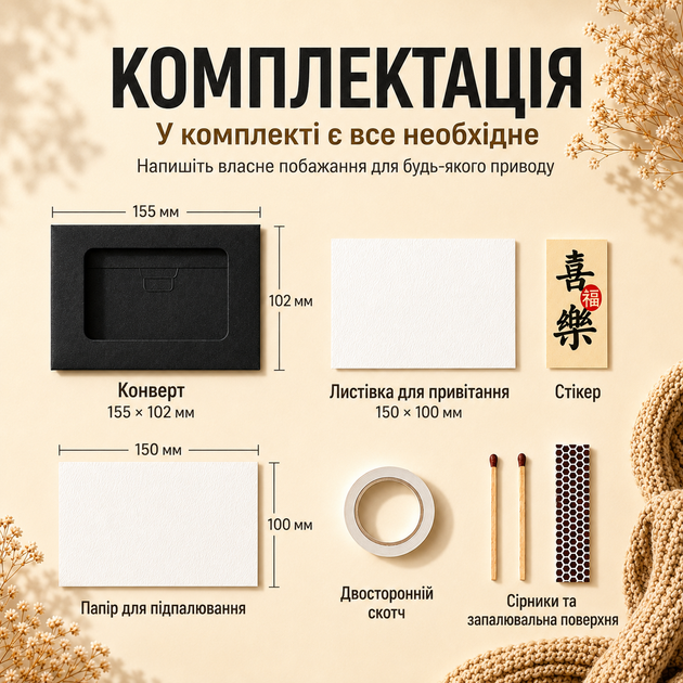 Листівка згораюча 10,5×10,5 см чорна, привітання зі світом, з днем народження - Фото 3 Листівка згораюча 10,5×10,5 см чорна, привітання зі світом, з днем народження - зображення 3