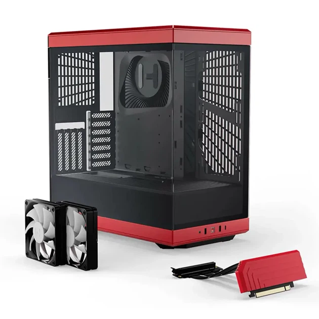 Корпус Hyte Y40 Black-Red, Mid-Tower / ATX, Micro-ATX и Mini-ITX PC Case with PCIE 4.0 cable includ - зображення 6