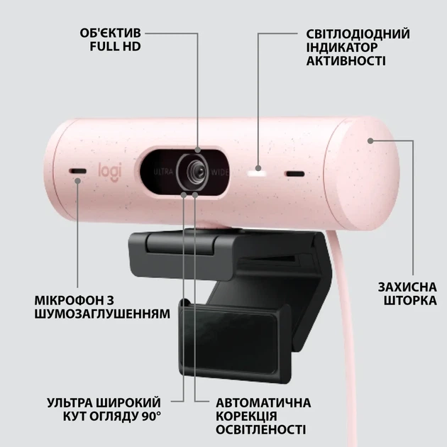 Веб-камера Logitech Brio 500 Rose (960-001421) - изображение 6
