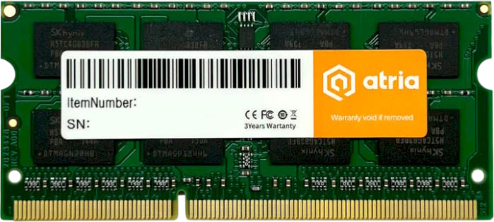 Оперативна пам'ять Atria 8GB SODIMM DDR3 1600MHz (UAT31600CL11SLK1/8) - Фото 1 Оперативна пам'ять Atria 8GB SODIMM DDR3 1600MHz (UAT31600CL11SLK1/8) - зображення 1