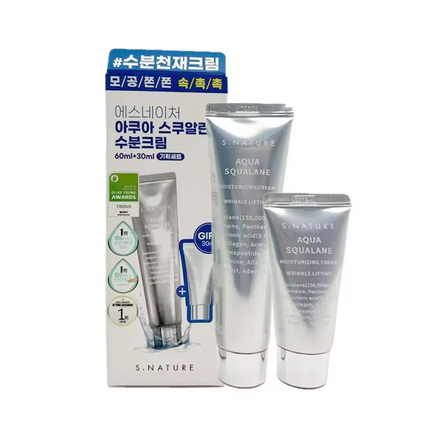 Зволожувальний крем зі скваланом S.Nature Aqua Squalane Moisturizing Cream, набір 60 мл + 30 мл - Фото 1 Зволожувальний крем зі скваланом S.Nature Aqua Squalane Moisturizing Cream, набір 60 мл + 30 мл - изображение 1
