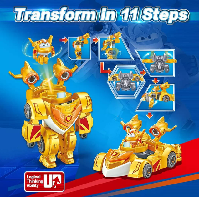 Игровой набор трансформер 2-in-1 Super Wings Super Robot Suit Golden Boy Супер Крылья Золотой мальчик - изображение 5